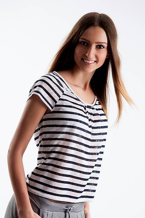 Topy, tričká, tielka - Top modro biely - 5515635_
