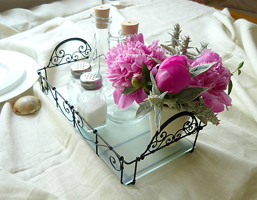 Nádoby - Malý podnos so sklom - 5518333_