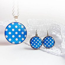 Sady šperkov - bílé puntíky s modrou - sada i jednotlivě - 5519456_