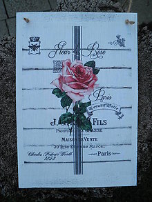 Dekorácie - Vintage cedulka "Fleur de rose" - 5522004_