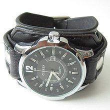 Náramky - Pánske kožené hodinky čierne - 5529117_