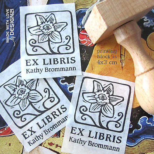 Materiál ručne robený - Narcis: pečiatka 3x4 cm - 5538784_