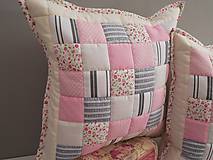 Úžitkový textil - Prehoz, vankúš patchwork vzor šedo-ružová ( rôzne varianty veľkostí ) - 5545829_