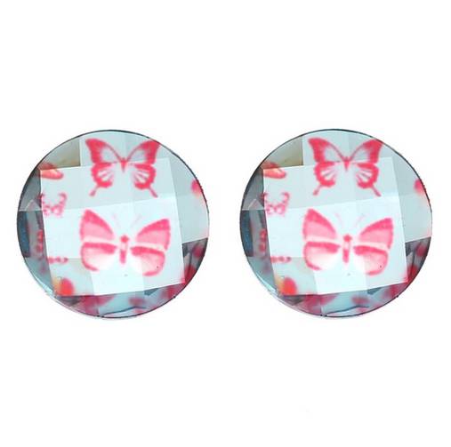 Komponenty - Ozdobné kamienky s motýilkovou potlačou 16 mm - 5548318_