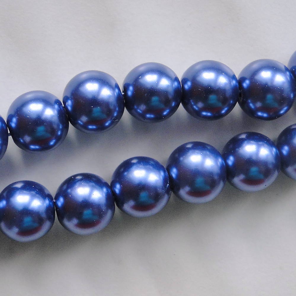 Voskované perly 10mm-8ks (tm.modrá)