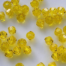 Korálky - Skl.bicone 3x2,5mm-1ks (žltá) - 5549824_
