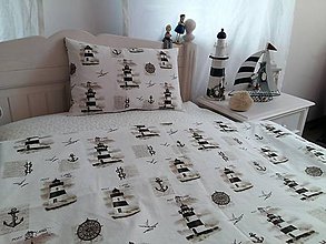 Úžitkový textil - Detské posteľné obliečky Natur majáky - 5552744_