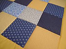 Úžitkový textil - Prehoz, vankúš patchwork vzor žlto-modrá, prehoz 140x200 cm - 5562965_