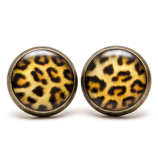 Náušnice - Tigrované (starobronzové lôžko - 14mm) - 5563368_