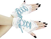 Rukavice - Dámské biele rukavičky s korzetovým šnurovaním 1320K - 5568047_
