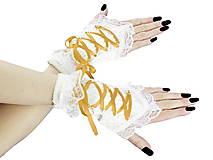 Rukavice - Dámské biele rukavičky s korzetovým šnurovaním 1320L - 5568052_