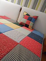Úžitkový textil - Prehoz, vankúš patchwork vzor color mix ( rôzne varianty veľkostí ) - 5567928_