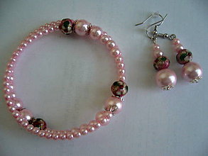 Sady šperkov - ...ružové náramok + náušnice - 5569941_