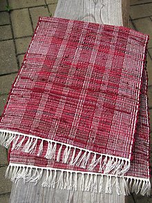 Úžitkový textil - POŤAH, ručne tkaný koberec, bordový - 5574945_