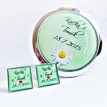 Darčeky pre svadobčanov - zrkadielko + manžetové gombíky na želanie - 5577733_