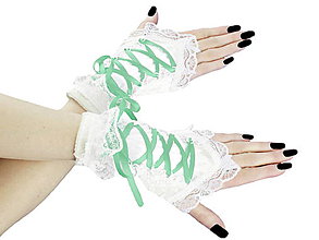 Rukavice - Dámské biele rukavičky s korzetovým šnurovaním 1320O - 5587259_