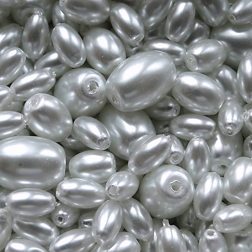 Voskované perly-ovál-MIX-50g (biela)
