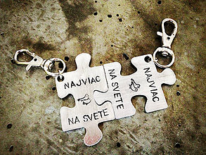 Kľúčenky - PUZZLE YOU & ME 2ks + 2x mini skoba / hrúbka 2mm / cena za komplet - 5593737_