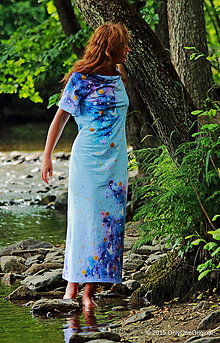 Šaty - Šaty maxi batikované, sypané a maľované SLOBODIENKA - 5591389_