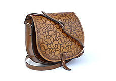 Kabelky - kabelka kožená lovecká /saddle bag ARTEMIS, vzor Folk, hnedý antique - 5594149_