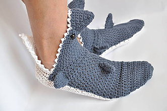 Ponožky, pančuchy, obuv - crazy žraločie ponožky - 5602937_