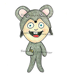 Kresby - Dieťa v kostýme - maľby (myška) - 5608384_