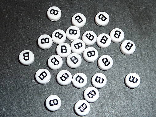 Korálky - Písmenko Okrúhle bieločierne (Abeceda) (B) - 5622016_