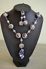 Sady šperkov - Náhrdelník a náušnice z vlny, hodvábu a prírodných kameňov I - 5627432_