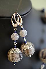 Sady šperkov - Náhrdelník a náušnice z vlny, hodvábu a prírodných kameňov I - 5627433_