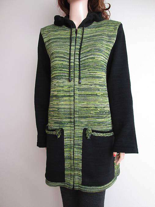  - Kabátek - černá se zeleným melírem - 5631290_