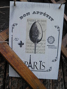 Tabuľky - Vintage cedulka "Bon appétit III" - 5631260_