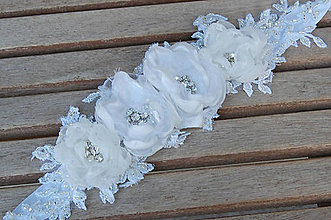 Opasky - Wedding Lace Collection Rose ... pásek a čelenka - 5644070_