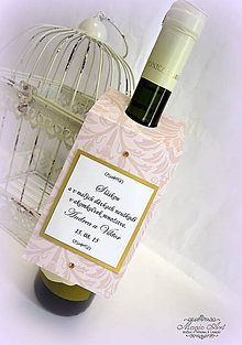 Úložné priestory & Organizácia - Visačky na svadobné fľaše "Staroružová neha" - 5642575_