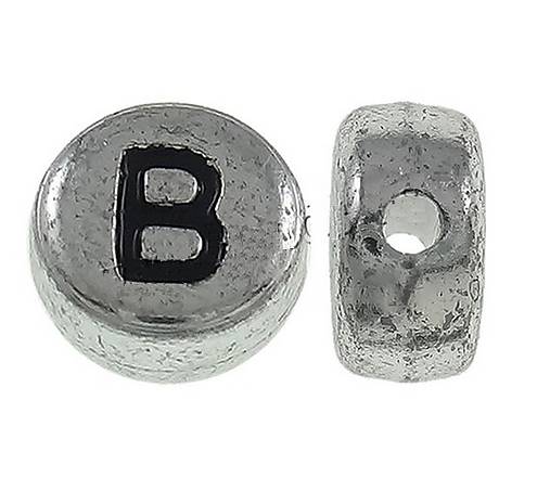 Korálky - Písmenková korálka strieborná "B" - 5646851_