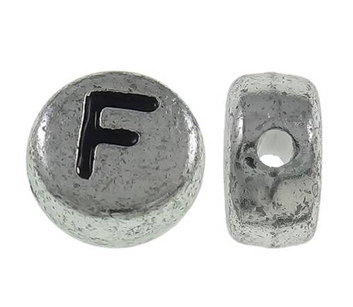 Korálky - Písmenková korálka strieborná "F" - 5646869_