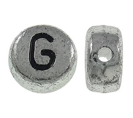 Korálky - Písmenková korálka strieborná "G" - 5646878_