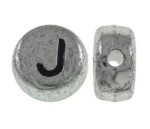 Korálky - Písmenková korálka strieborná "J" - 5646892_