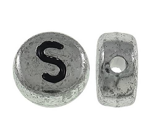 Korálky - Písmenková korálka strieborná "S" - 5646921_