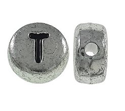 Korálky - Písmenková korálka strieborná "T" - 5646925_