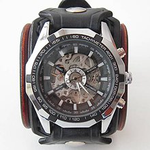 Náramky - Dámske steampunk hodinky, kožené, čierne - 5648248_