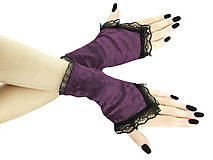 Rukavice - Zamatové rukavičky fialové s čipkou 018A - 5652648_