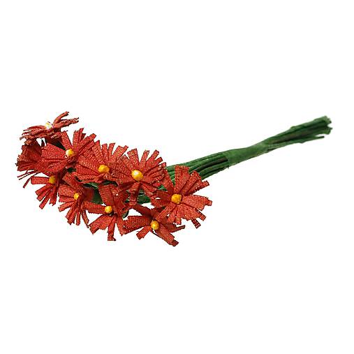 Iný materiál - Dekorácia kvietky pr. 12 mm - červená - 1 zväzok/10ks	(KV-aa-003) - 5650455_