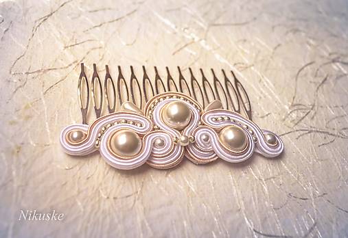 Ozdoby do vlasov - Pearl wedding - šujtášový hrebienok - 5651452_