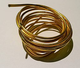 Polotovary - Hliníkový drôt - zlatý pr. 2 mm/ 5 m - 5657544_