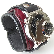 Náramky - Pánske steampunk hodinky čierno červené - 5658053_