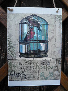 Tabuľky - Vintage cedulka "Bonjour Paris" - 5663168_
