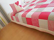 Úžitkový textil - cely - SET prehoz patchwork deka 140x200 cm béžovo - červená  - 5664966_