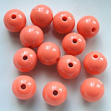 Korálky - Korálky COLOR plast 12mm-1ks (orange losos) - 5682272_