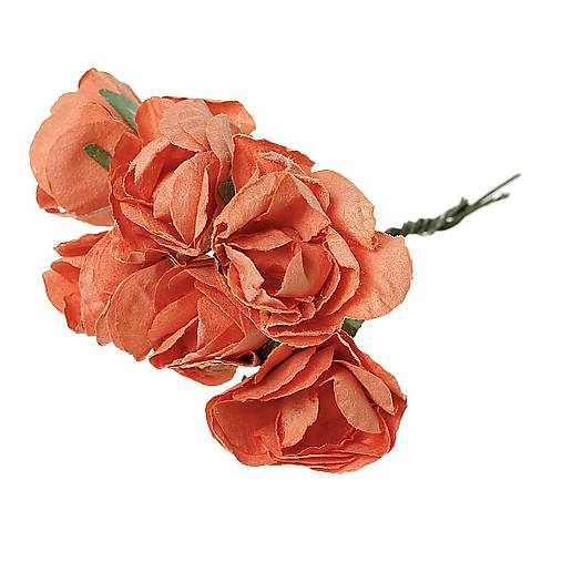 Iný materiál - Papierové ruže pr. 2,5 cm - oranžová - 1 zväzok/6 ks (KV-ac-002) - 5684238_