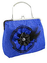 Spoločenská dámská čipková kabelka modrá 0976B